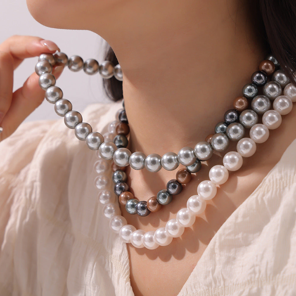 Casual style personality elegant beads handmade beaded design sense necklace women's niche simple collarbone chain jewelry