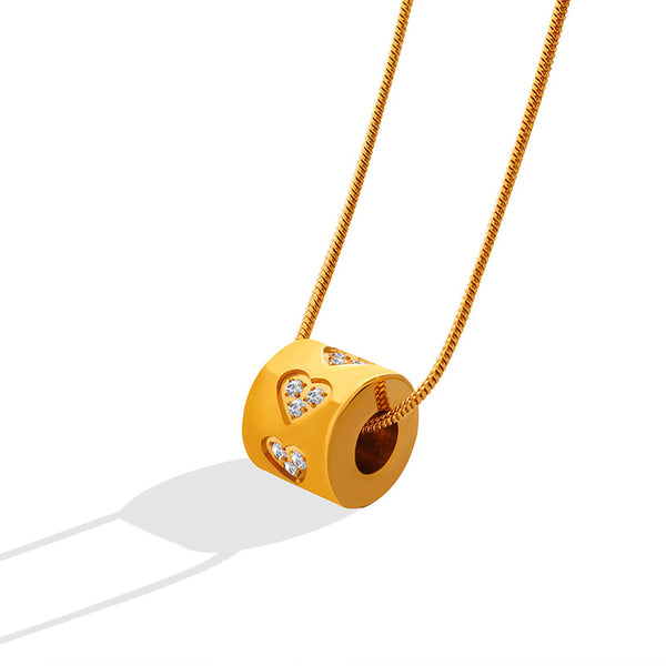 Versatile non-fading zircon inlaid hollow cylindrical necklace plated with 18K gold women's jewelry 99