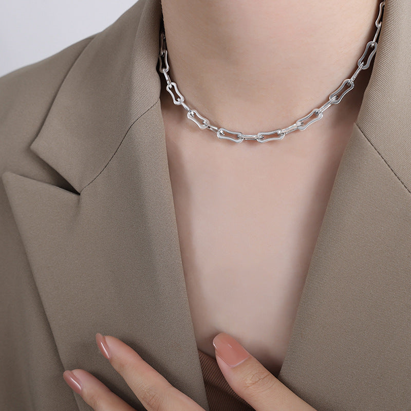 Cold wind personality geometric chain splicing design sense minimalist wind titanium steel gold-plated jewelry set