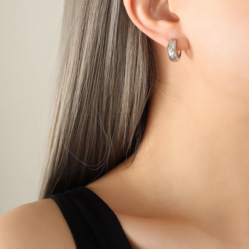 Hot-selling retro earrings niche design cold temperament titanium steel gold-plated zircon earrings jewelry women 99