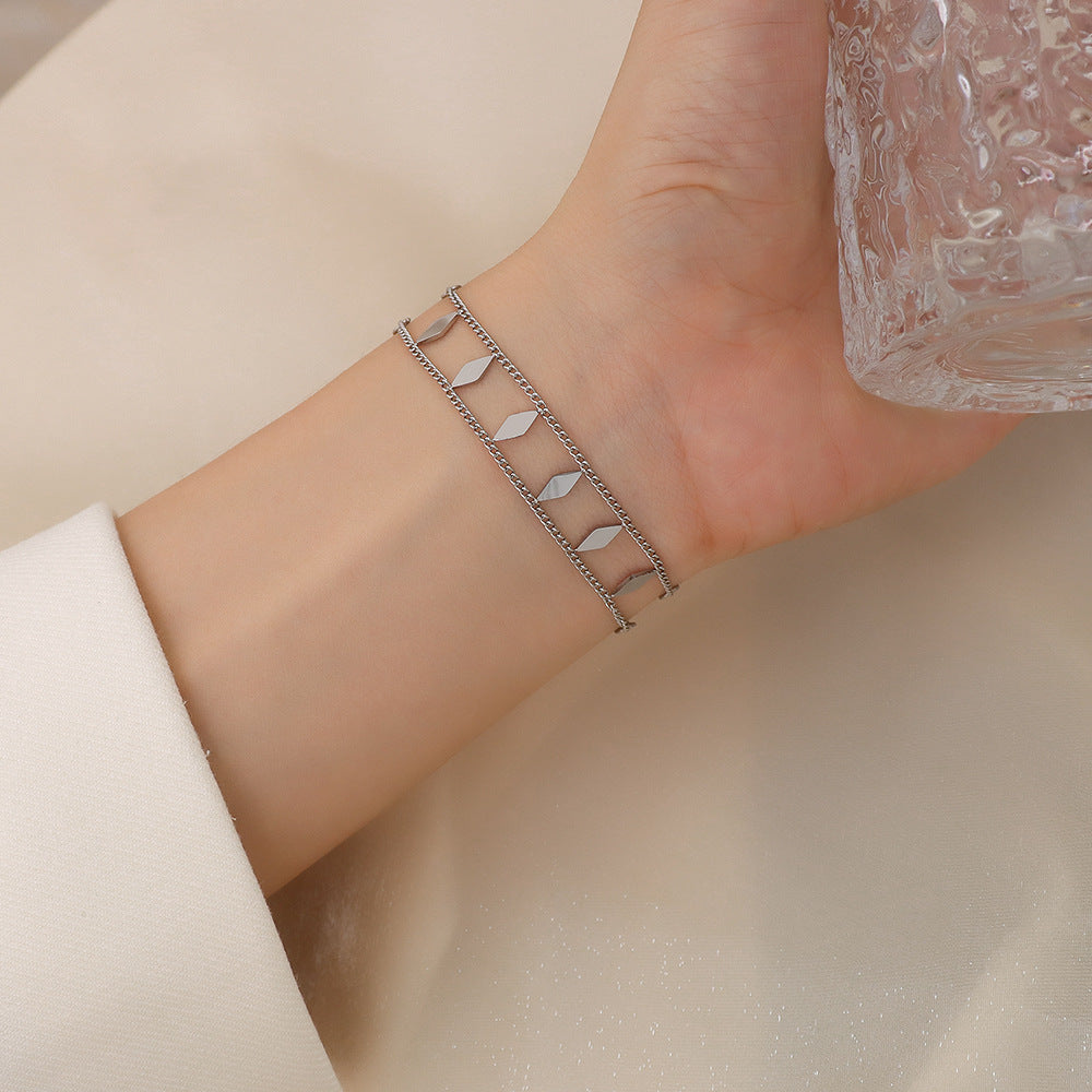 Marka hand jewelry bracelet double layer geometric prismatic bracelet, titanium steel plated 18k real gold jewelry