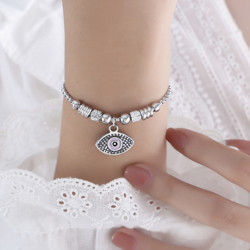 Retro personality versatile all kinds of exaggerated eye pendant titanium steel bracelet women's jewelry spot wholesale pp