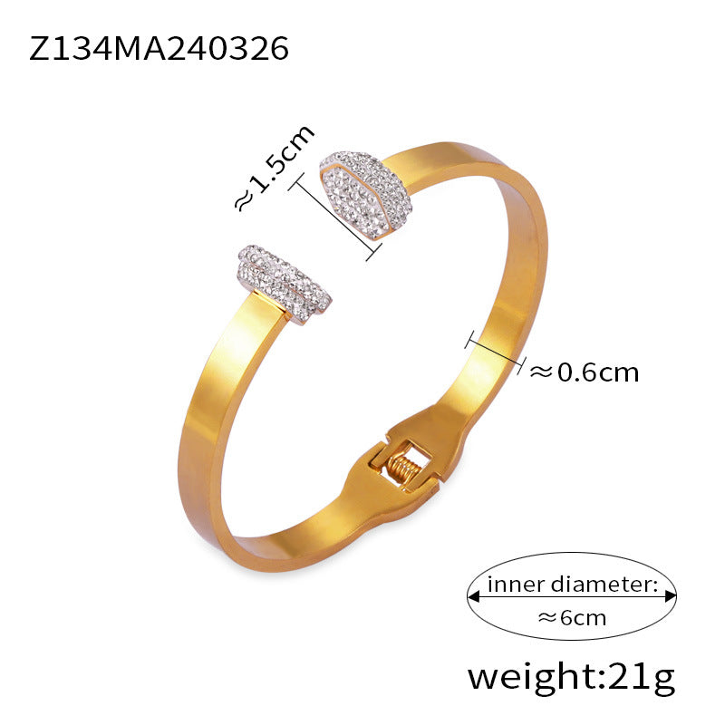 Niche personality light luxury high-end jewelry geometric diamond-encrusted design titanium steel gold-plated versatile bracelet