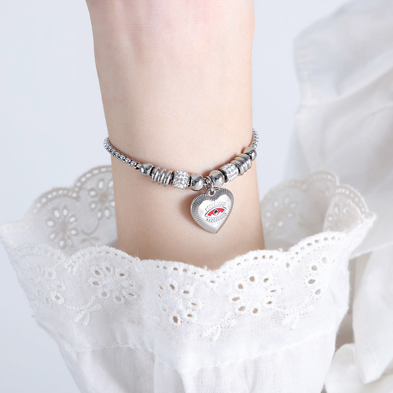 Retro personality versatile all kinds of exaggerated eye pendant titanium steel bracelet women's jewelry spot wholesale pp
