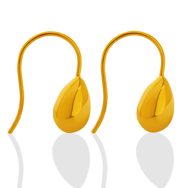 Personality, creativity, elegance, temperament, fashion trend, water drop earrings, Hong Kong wind titanium steel gold-plated niche ear hooks that do not fade