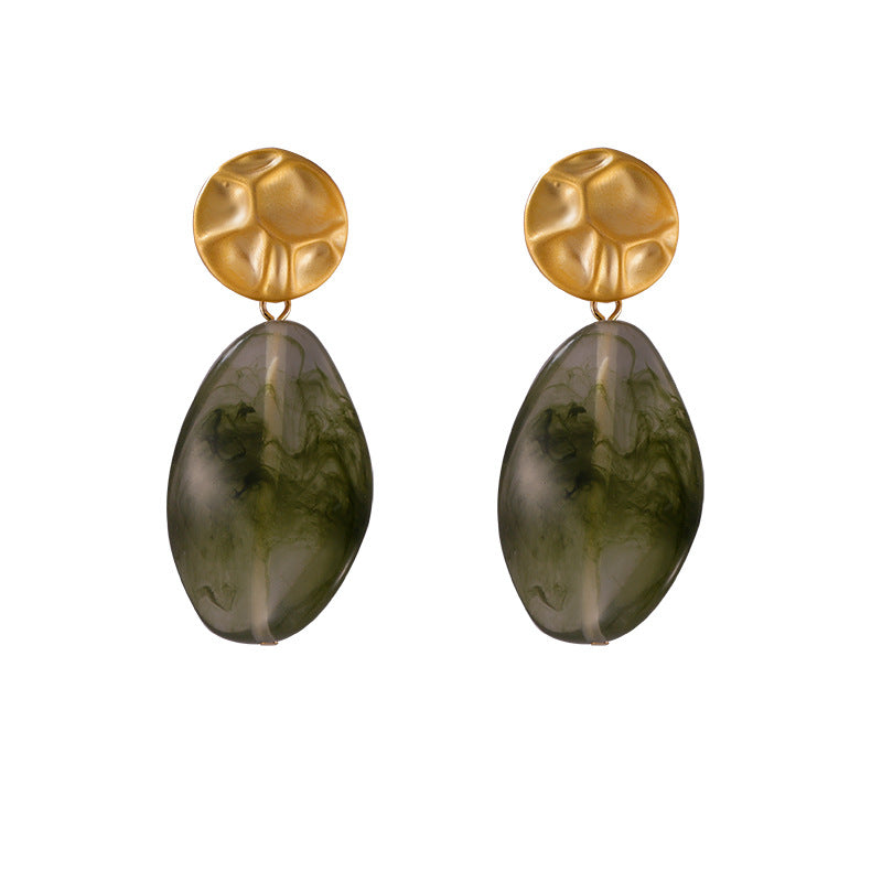 New retro court style new stud earrings resin pendant geometric smudge earrings jewelry women