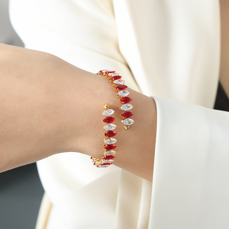 New high-end fashion personalized niche design light luxury inlaid with colored zircon bracelet jewelry women