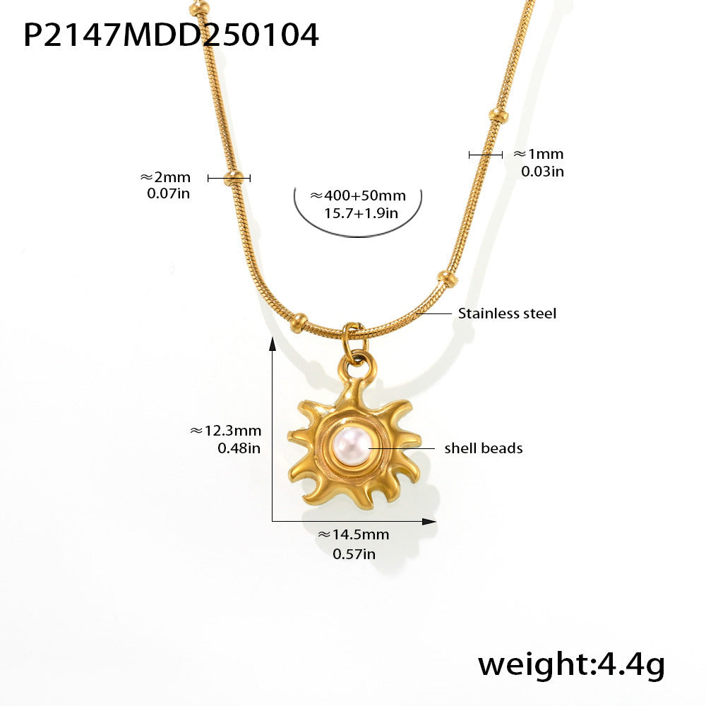 Sunflower Bead Clavicle Necklace Jewelry Stainless Steel Plated 18K Real Gold Non-Fading Jewelry Spot Wholesale 99