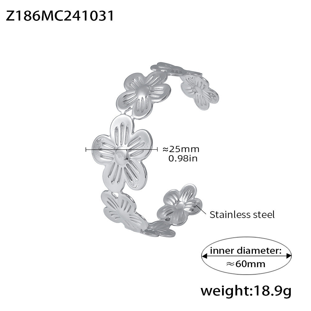Flower Hollow Opening Bracelet Stainless Steel 18K Gold Cross-border Fashion Adjustable Jewelry Combination Spot 99