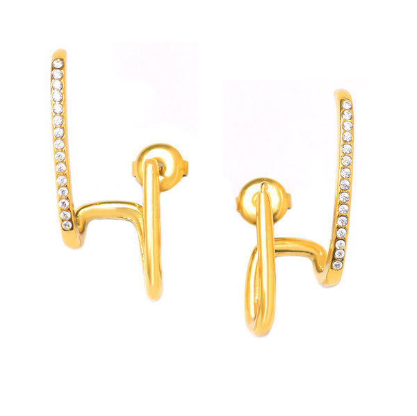 Light luxury line handmade zircon ear bone clip jewelry stud earrings autumn and winter versatile stainless steel first jewelry wholesale 99