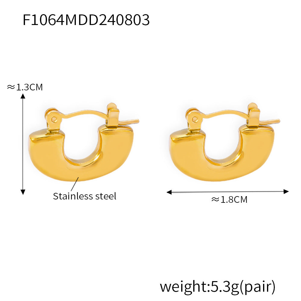 New U-shaped pendant collarbone necklace earrings niche geometric stainless steel plated 18k real gold jewelry set pp