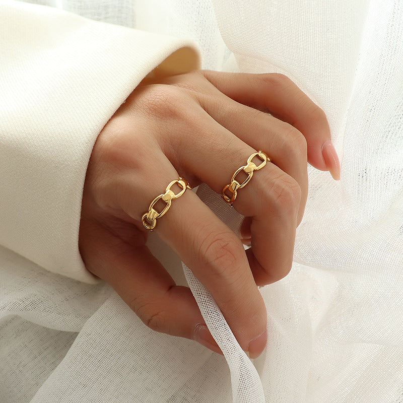 Marka Bone Joint Hollow Ring Versatile Tail Ring Opening Adjustable Ring Gold Plated