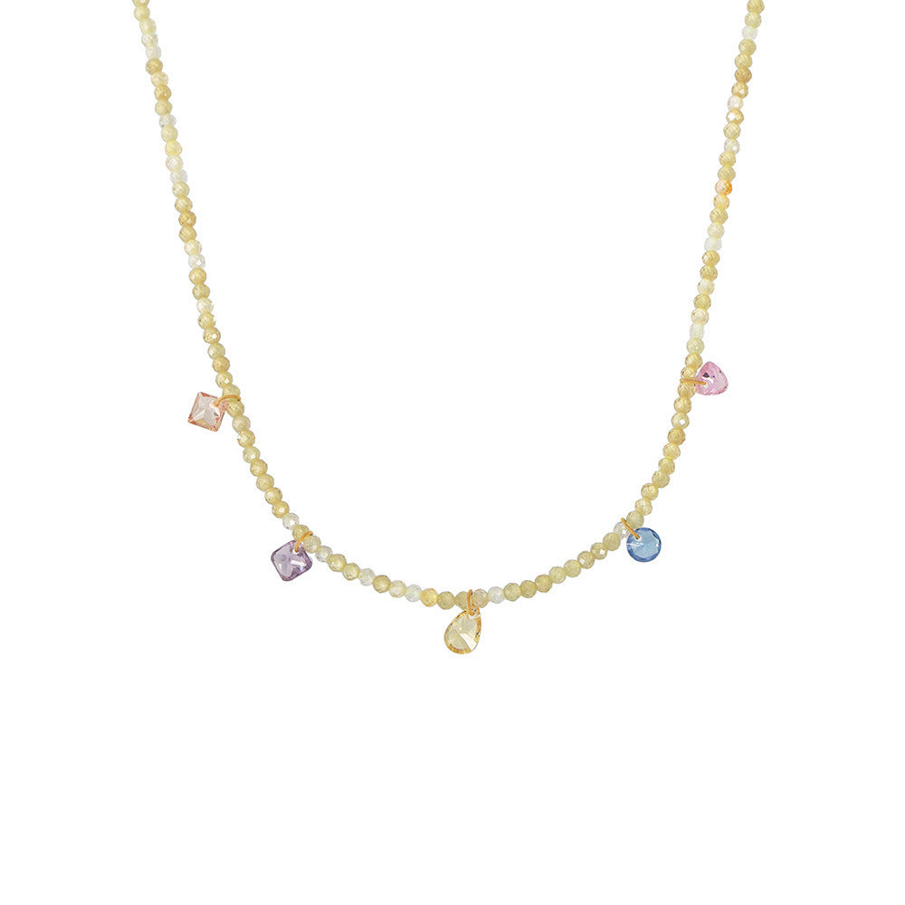 Dopamine zircon handmade natural stone beaded collarbone necklace small fresh girl niche accessories spot 99
