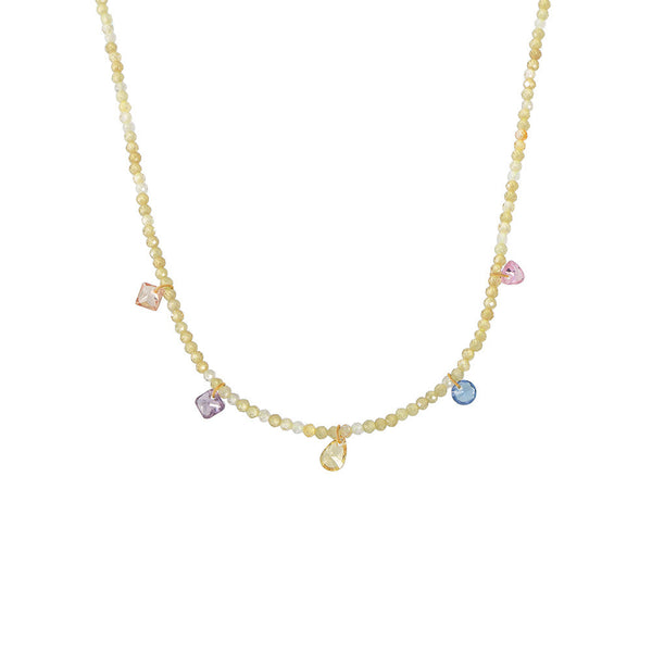 Dopamine zircon handmade natural stone beaded collarbone necklace small fresh girl niche accessories spot 99