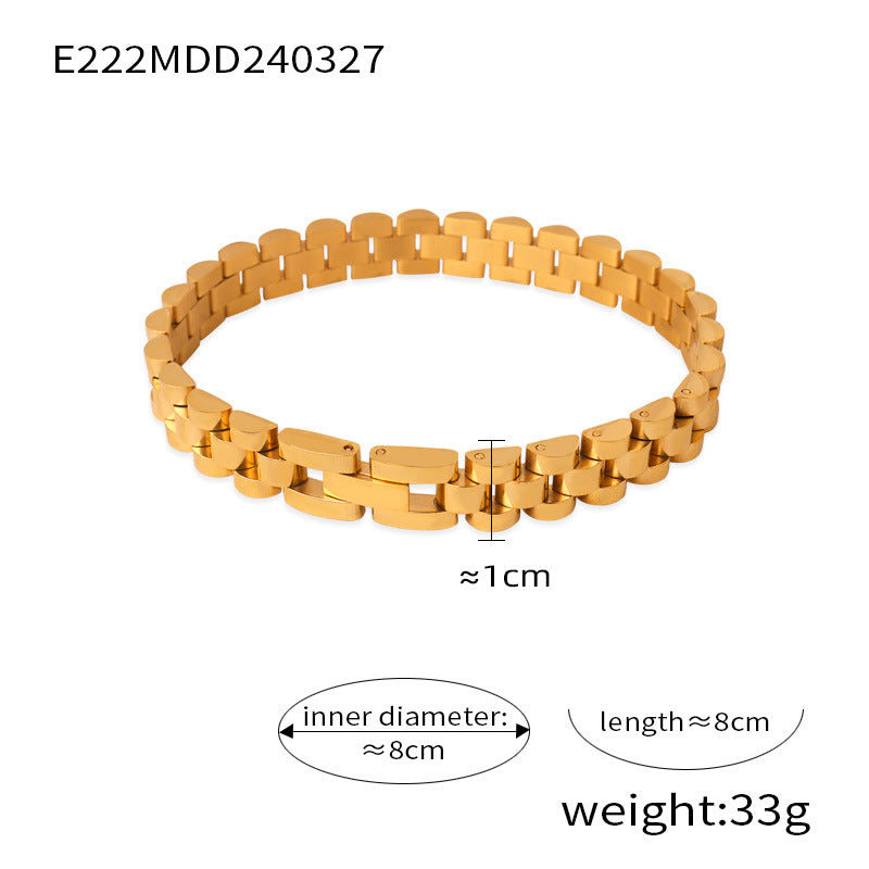 Niche trendy cool business men's personalized jewelry simple geometric watch design titanium steel gold-plated bracelet 99