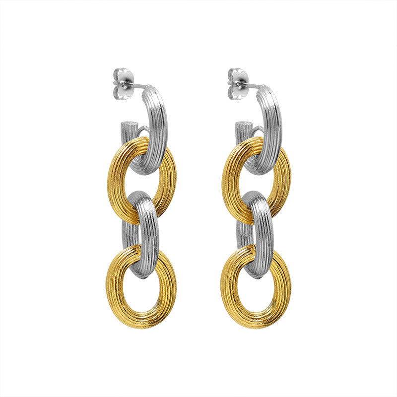Marka Titanium Steel Niche Light Luxury Jewelry Embossed Earrings Bracelet Plated 18K Real Gold Jewelry Set Fashion