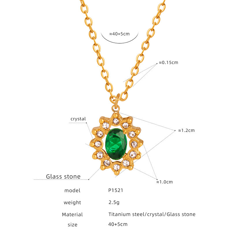 New retro style temperament light luxury freshwater pearl French pendant necklace titanium steel stud earrings jewelry set