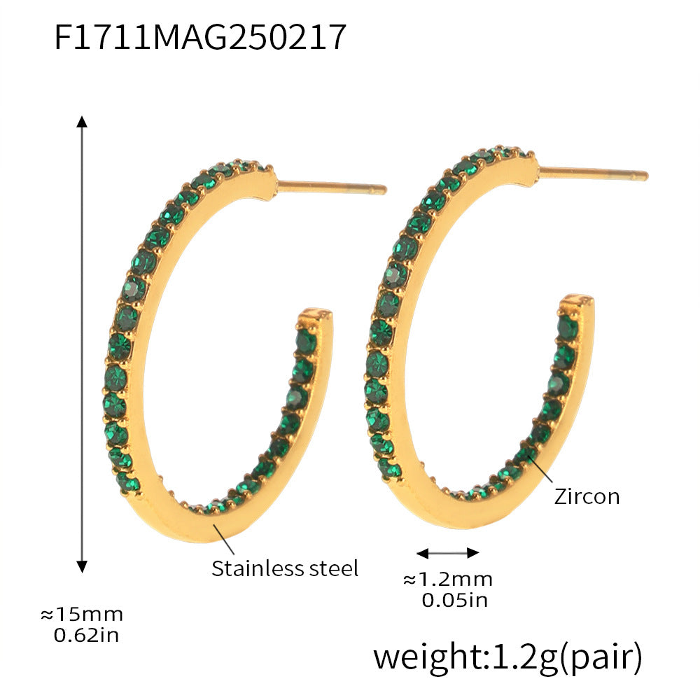 Fine titanium steel inlaid zircon earrings fashion light luxury personalized temperament earrings spot wholesale