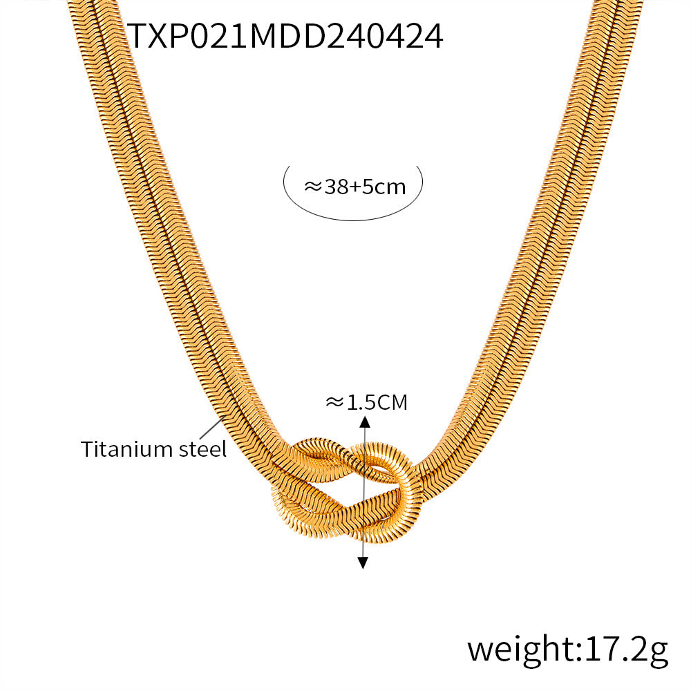 Personalized Punk Hip Hop Style Jewelry Personalized Knot Design Sense Double Layer Snake Bone Chain Titanium Steel Jewelry Set
