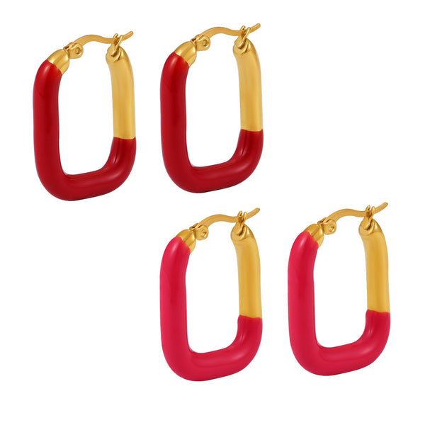 U-shaped drip earrings, fashionable new trendy stainless steel gold-plated color-preserving ear jewelry
