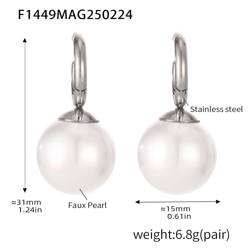 Niche temperament zircon bead earrings stainless steel electroplating 18K real gold ear buckle earrings wholesale collection