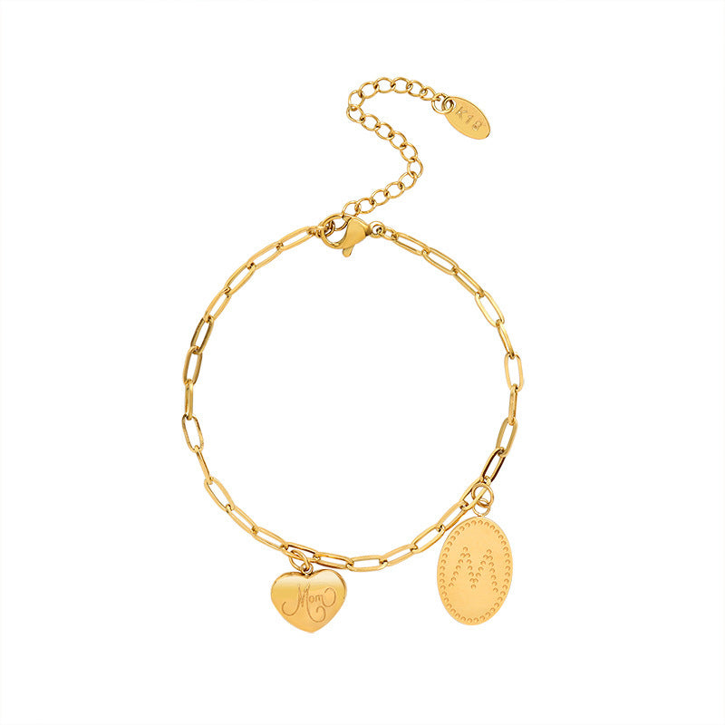 Processing custom titanium steel plated 18k real gold color retention bracelet women's jewelry European and American new jewelry exquisite