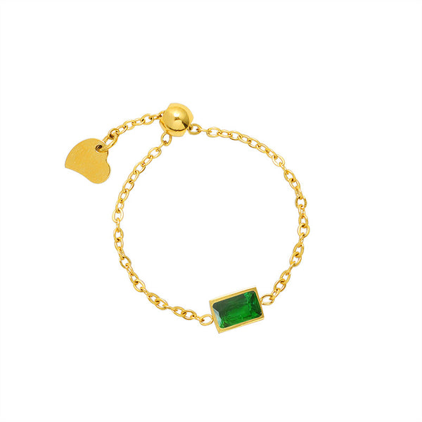 Fashion finger chain, zircon inlaid pull-out ring creative trend metal hand jewelry A276pp