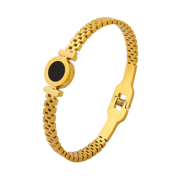 Light luxury fashion personality does not fade niche bracelet design titanium steel plated 18K gold wholesale jewelry women 99