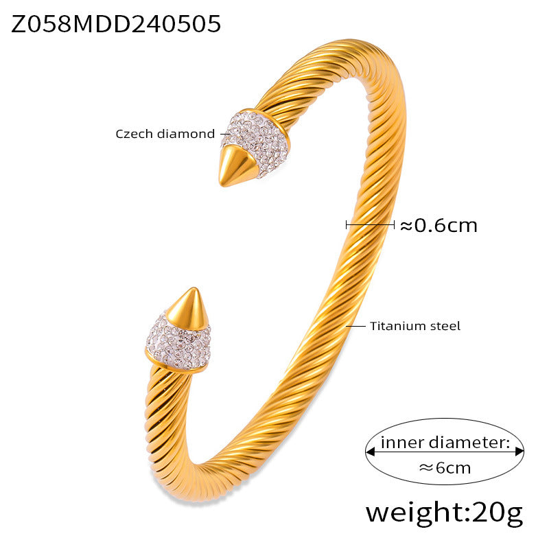 Hot-selling niche personalized light luxury jewelry with diamond design sense geometric multi-layer titanium steel temperament versatile bracelet