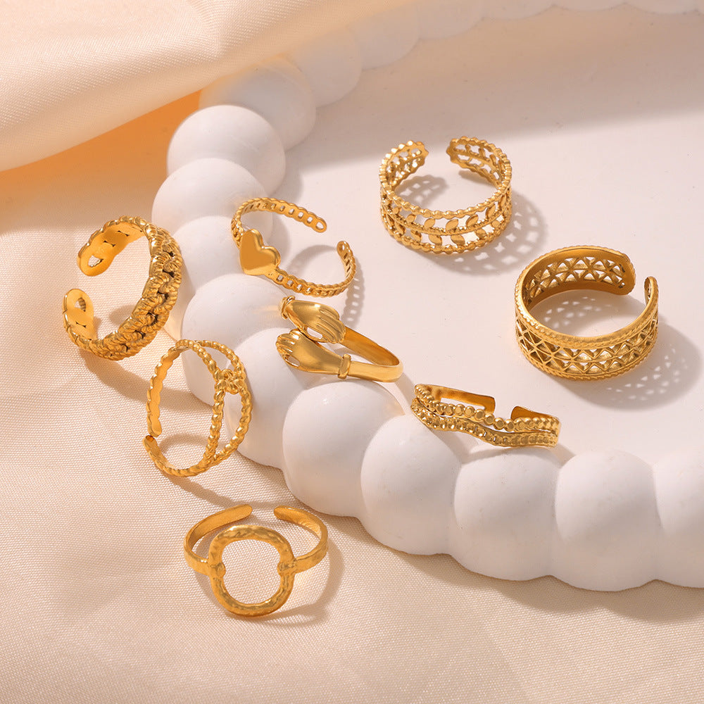 New exaggerated niche design personalized simple titanium steel gold-plated open ring jewelry wholesale female pp