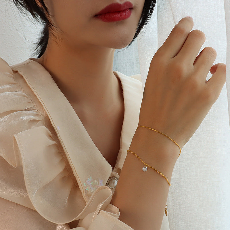 Light luxury double-layer zircon bracelet with diamonds, titanium steel 18k gold bracelet jewelry 99.