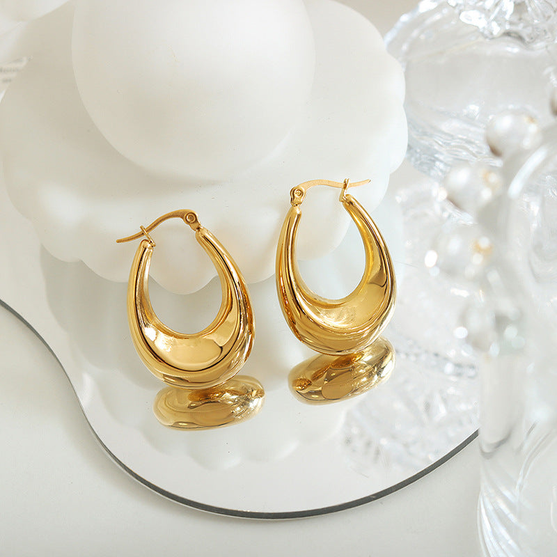 New U shape size earrings titanium steel gold-plated hot-selling European and American style does not fade fashionable personalized ear jewelry 99