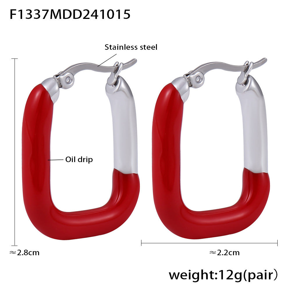 U-shaped drip earrings, fashionable new trendy stainless steel gold-plated color-preserving ear jewelry