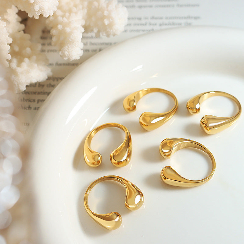 plain ring simple geometric index finger ring ring titanium steel plated 18k gold open ring jewelry