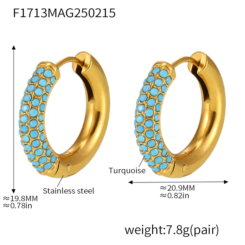 4mm circle 5A zircon earrings light luxury high version texture earrings titanium steel stainless steel color retention simple earrings