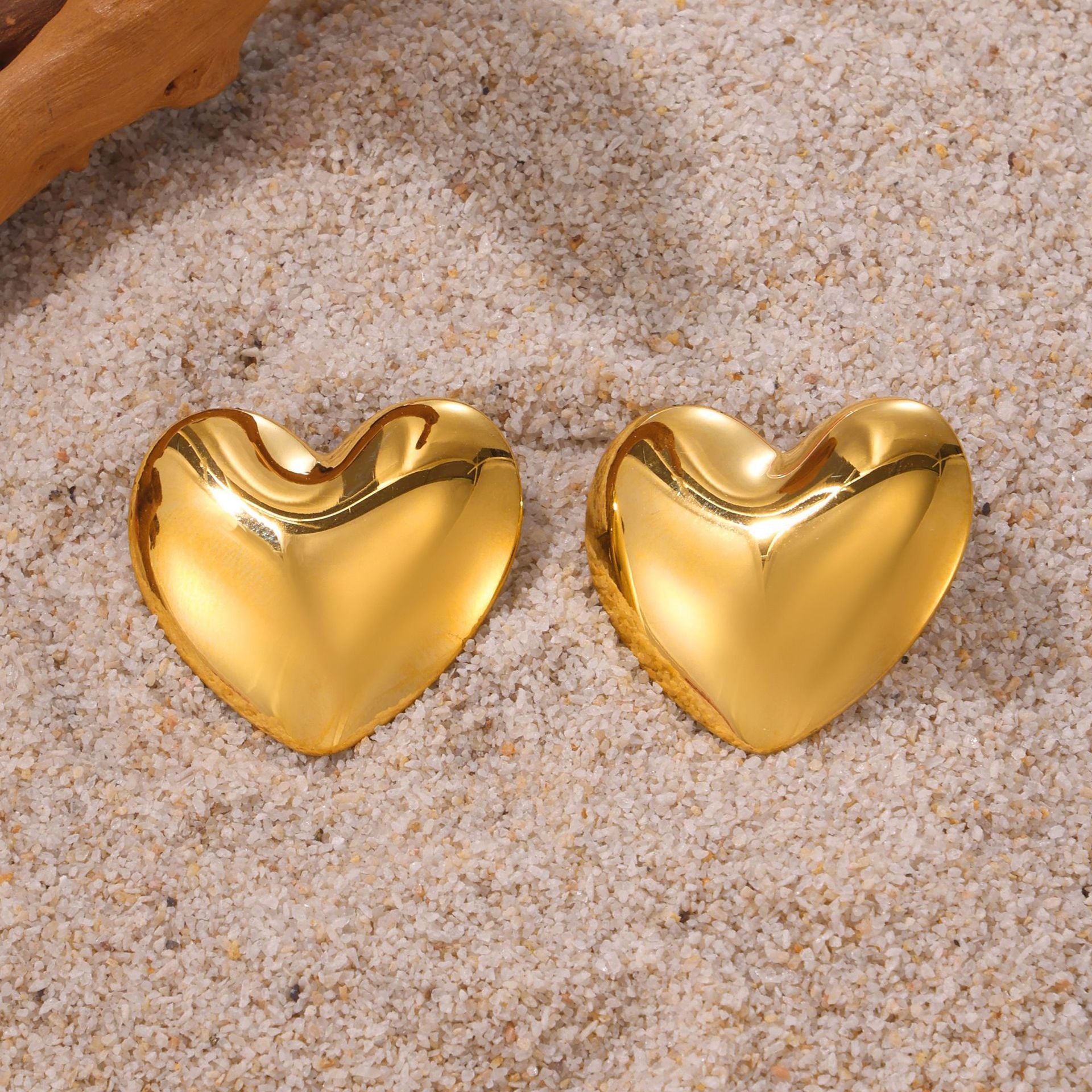 Stainless steel electroplating 18K real gold irregular geometric three-dimensional stud earrings combination factory spot wholesale