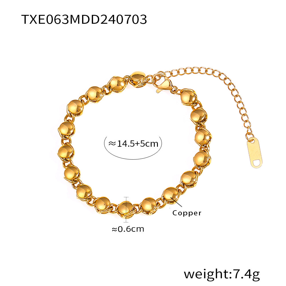 Simple personality and unique casual style jewelry geometric splicing design sense copper material gold-plated jewelry set pp