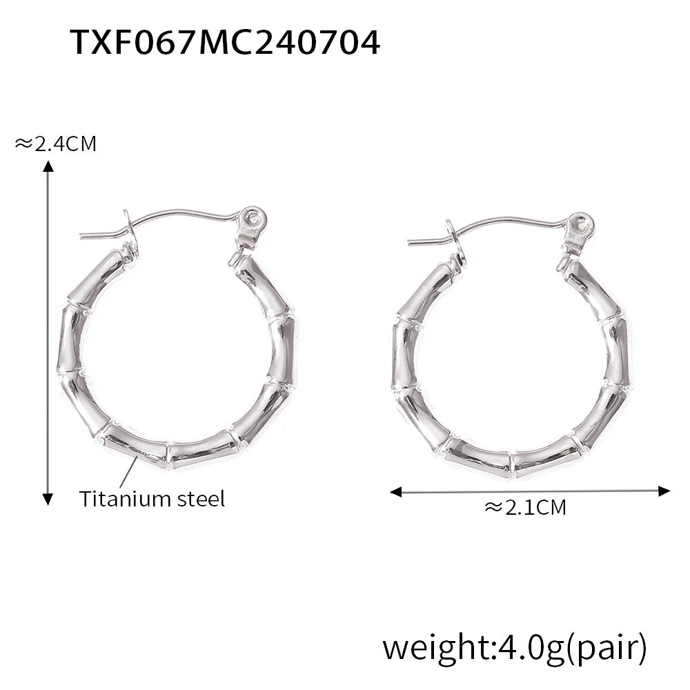 Personality, temperament, elegant and versatile jewelry, bamboo joint splicing design sense, titanium steel gold-plated jewelry set pp