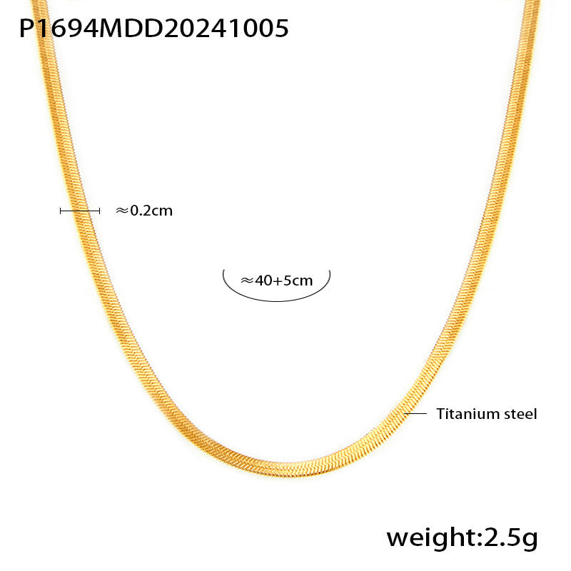 Autumn and winter stacked wearing Maillard style oval tiger's eye stone pendant necklace light luxury stainless steel non-fading neck chain