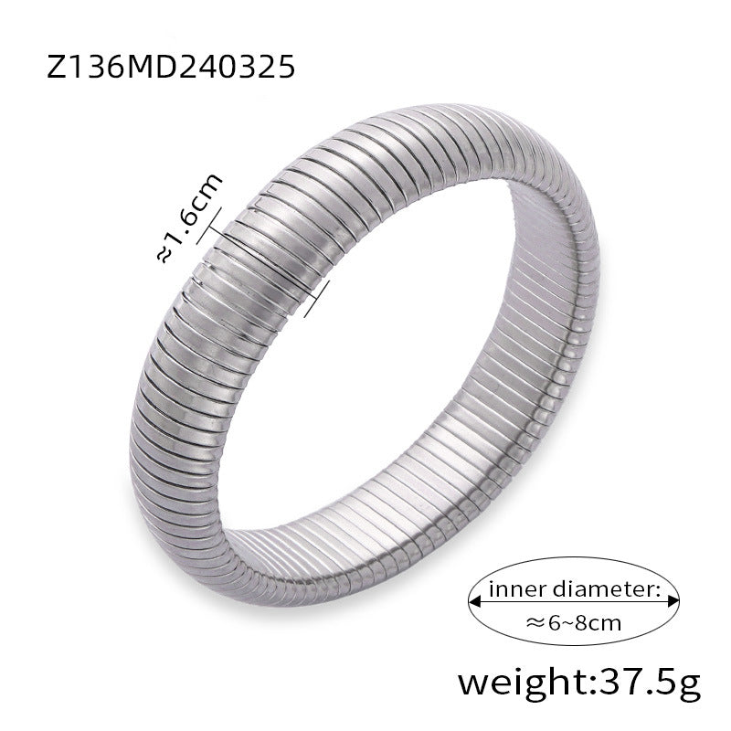 Goose throat bracelet European and American style fashion personalized design titanium steel gold-plated elastic striped bracelet women's jewelry wholesale