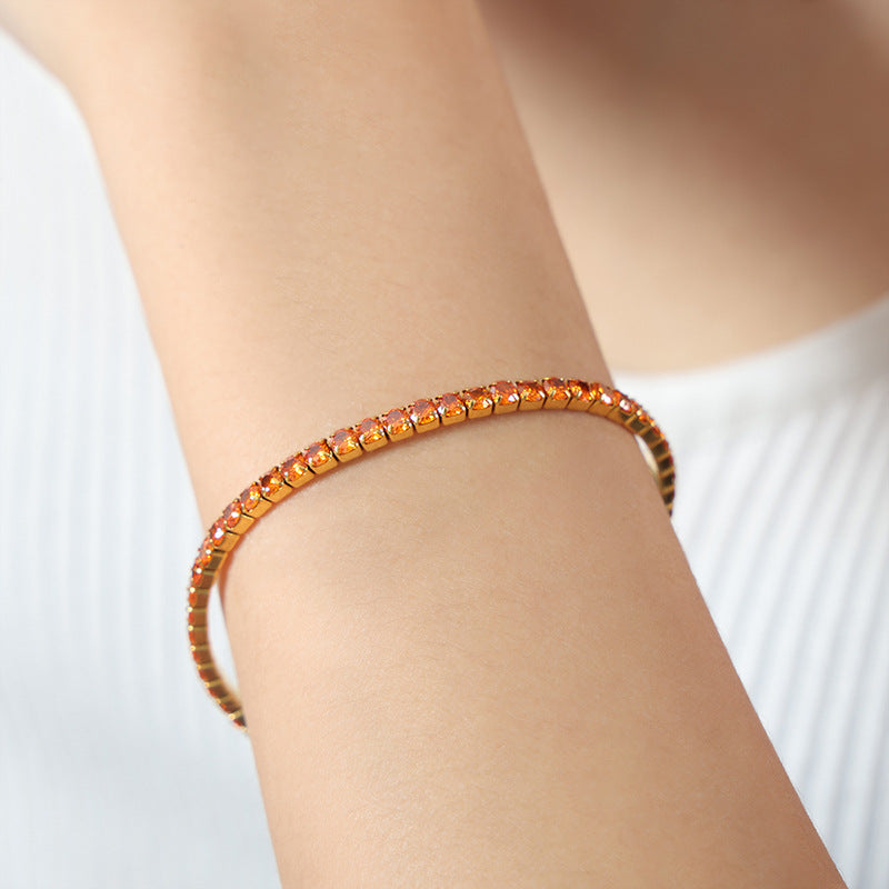 New high-end light luxury full of zircon niche design titanium steel gold-plated personalized bracelet women's jewelry wholesale