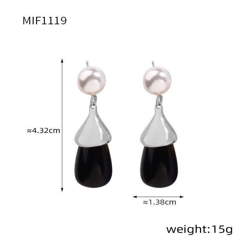 Dopamine candy color light luxury resin colorful earrings titanium steel niche exquisite temperament earrings jewelry spot