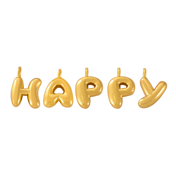Hot Sale Glossy Bubble Balloon 26 English Letter Pendant Accessories Versatile Copper Gold Plated Jewelry 99