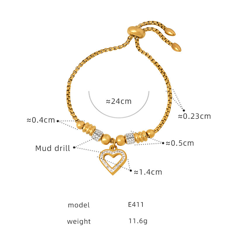 Premium sense light luxury personalized diamond-encrusted bracelet titanium steel plated 18K gold versatile simple and non-fading women's jewelry 99
