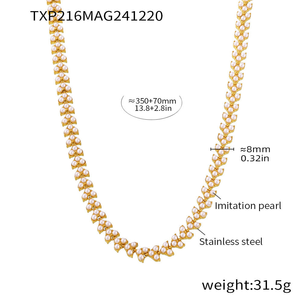 Exquisite bead necklace hand-assembled heavy industry high version stainless steel electroplating 18k real gold spot