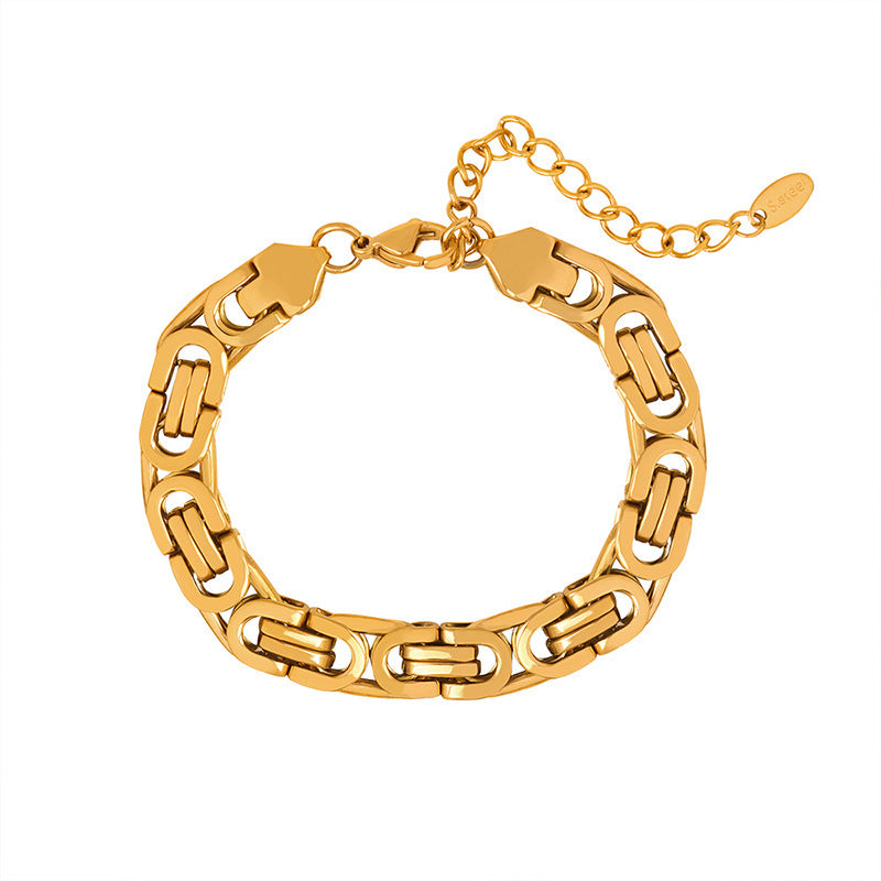 Retro hip hop metal bracelet bracelet titanium steel men and women with the same niche design sense Internet celebrity heavy industry bracelet
