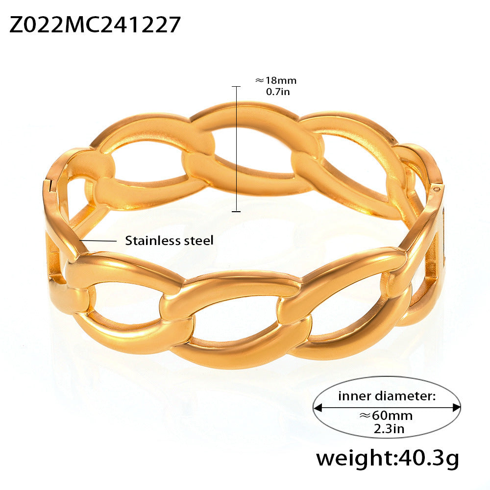 Titanium steel bracelet light luxury PVD electroplating 18K real gold European and American trend Bracelet bracelet combination spot