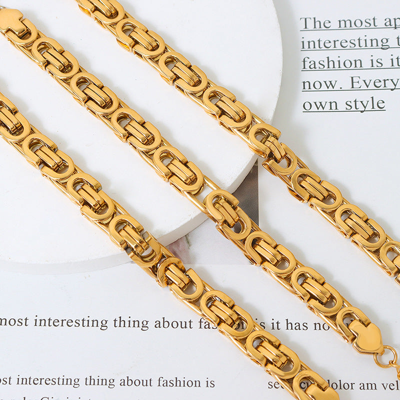 Retro hip hop metal bracelet bracelet titanium steel men and women with the same niche design sense Internet celebrity heavy industry bracelet