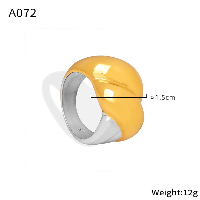 Niche opening geometric gold ring titanium steel electroplating 18K real gold fashion accessories combination spot 99