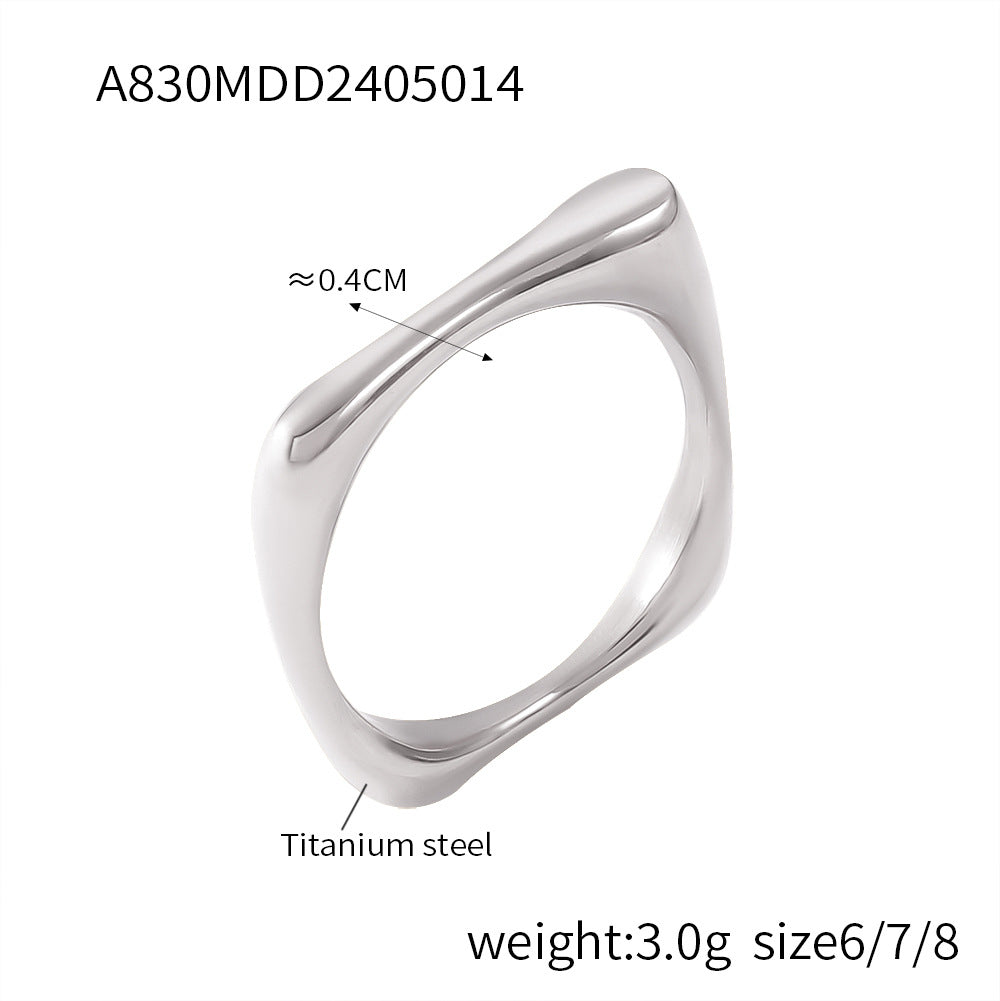 Fashion niche light luxury temperament zircon ring titanium steel gold-plated geometric texture design ring